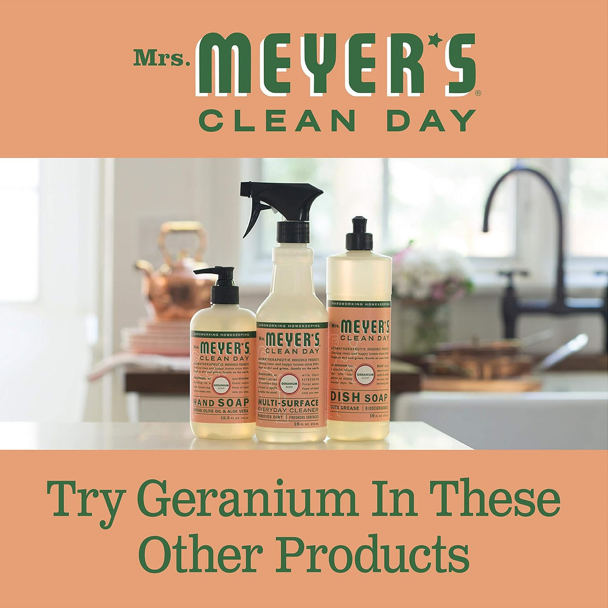 Mrs Meyers Hand Soap Geranium 12.5 Ounce Pump (370Ml) (3 Pack)