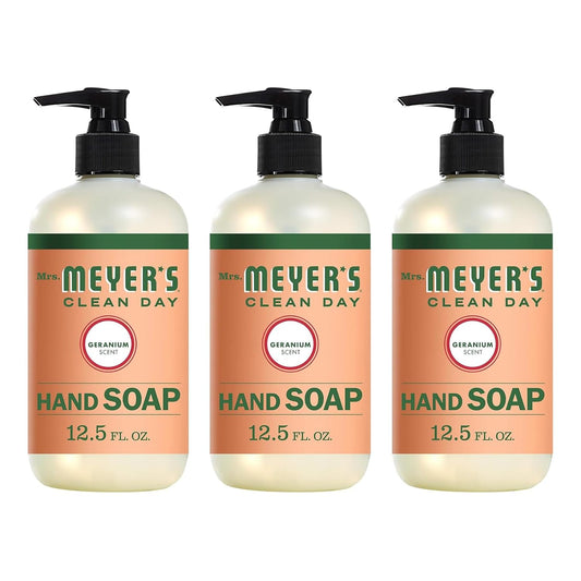 Mrs Meyers Hand Soap Geranium 12.5 Ounce Pump (370Ml) (3 Pack)